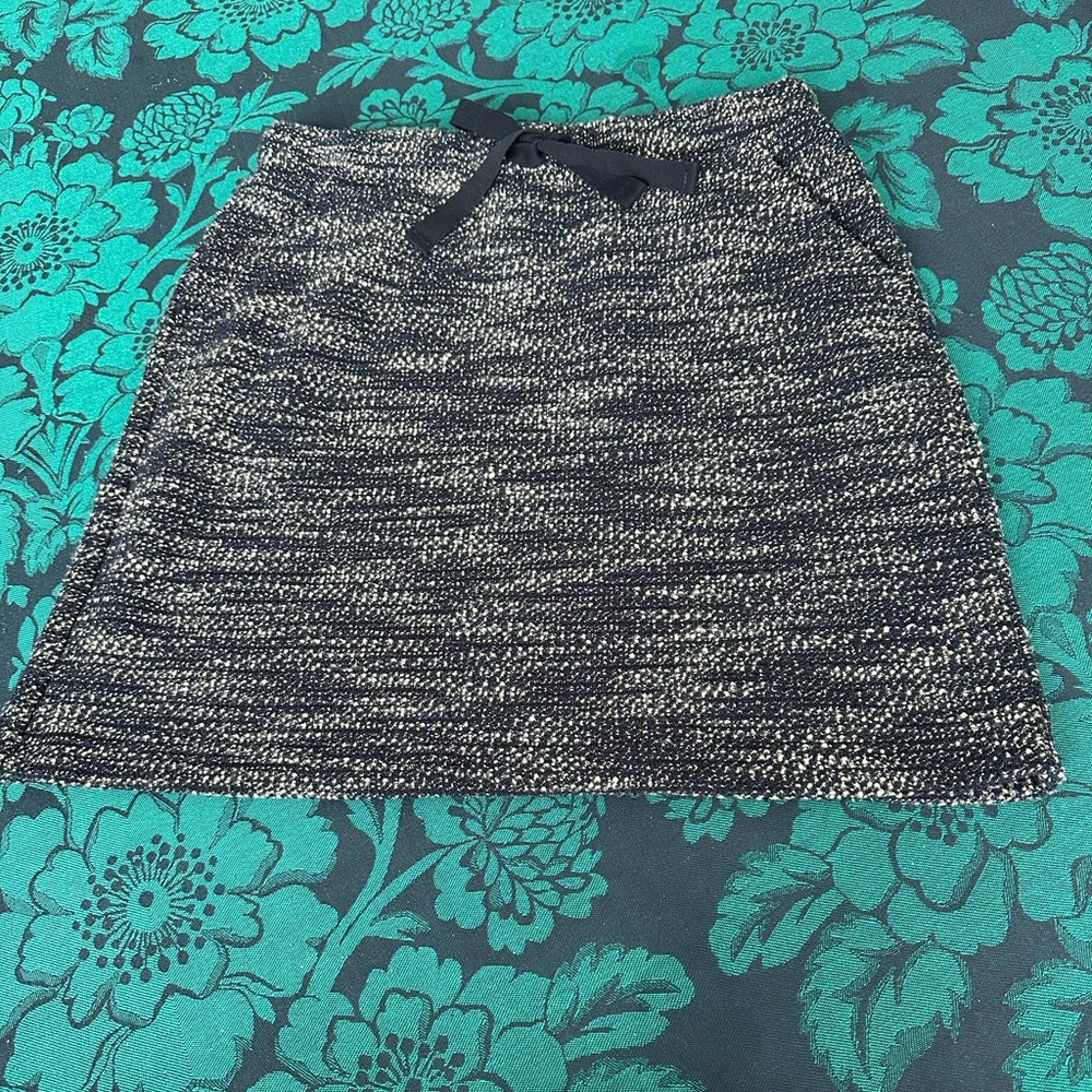 LOFT XS Tweed Mini Skirt Blue White Soft Office Winter Spring Drawstring Pockets